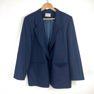 Women’s Vintage Pendleton Navy Blue Blazer sz 18W Virgin Wool Made in USA Career